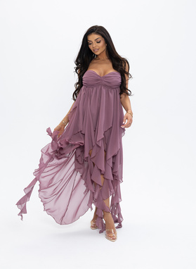 PEARL DRESS MAXI pudrowy róż