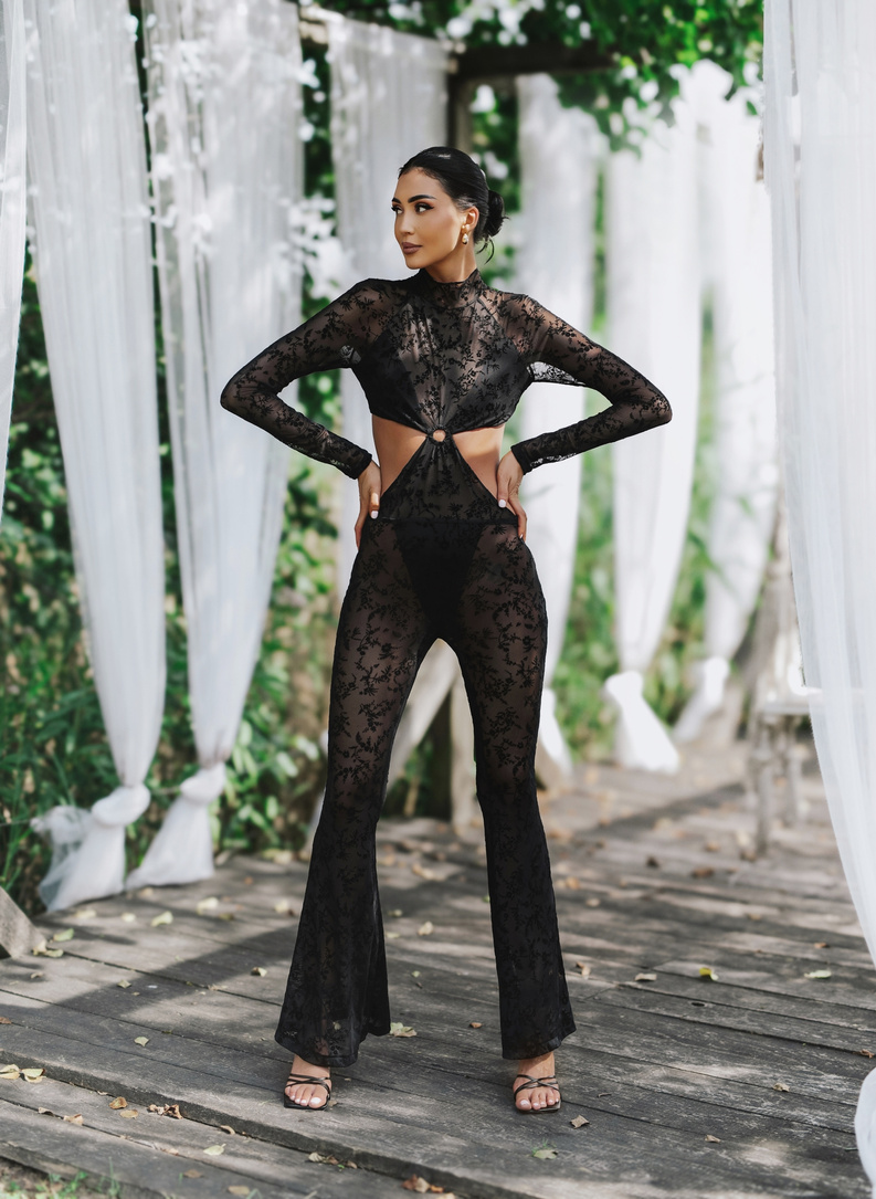 ISOLA JUMPSUIT Black Lace Jumpsuit