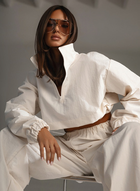 ONYX SET ecru sweatshirt and wide-leg trousers