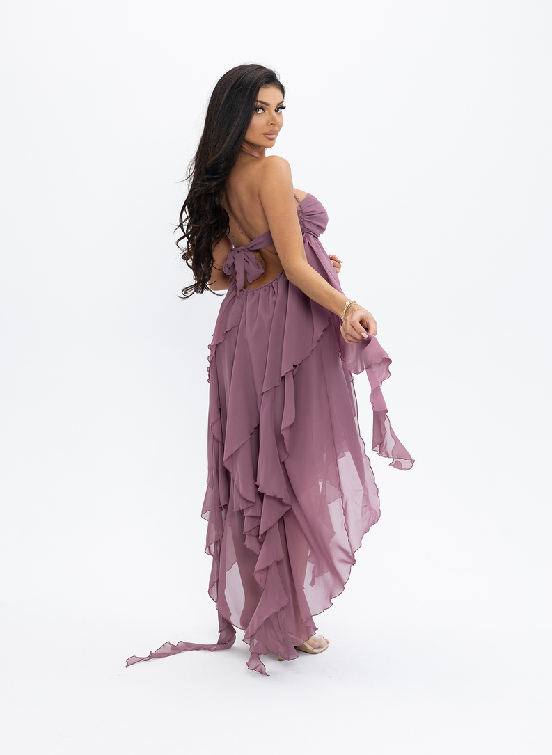 PEARL DRESS MAXI pudrowy róż