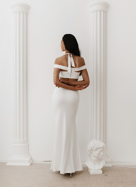 Długa sukienka TULUM DRESS ecru