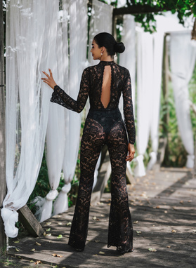 ISOLA JUMPSUIT Black Lace Jumpsuit