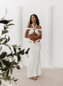 Długa sukienka TULUM DRESS ecru