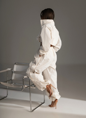 ONYX SET ecru sweatshirt and wide-leg trousers