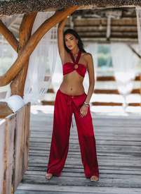 Komplet Top i Spodnie MIREYA SET burgundowy