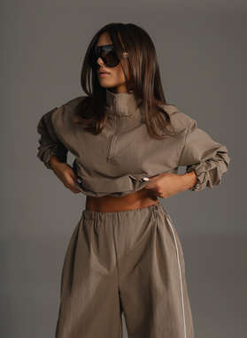 Komplet ONYX SET bluza i szerokie spodnie brąz