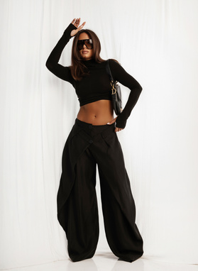 Szerokie czarne spodnie CITY ATTITUDE PANTS 