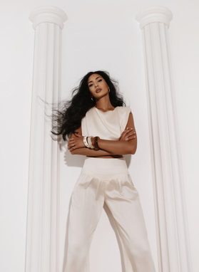 LUNA SET Blouse and Pants Set, Apricot