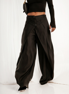 Szerokie czarne spodnie CITY ATTITUDE PANTS
