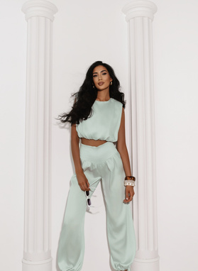 LUNA SET Blouse and Pants Set in Pistachio
