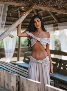 Komplet top i spodnie RIVIERA MUSE SET ecru