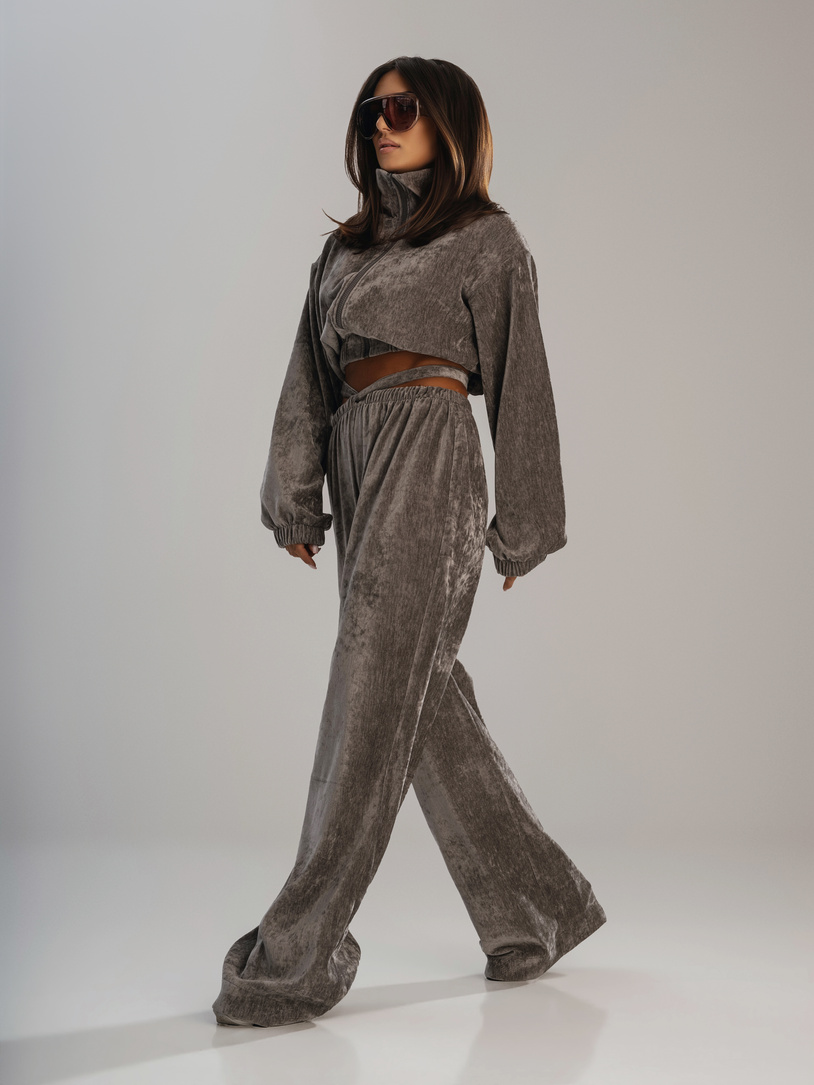 Dres welurowy OFF DUTY SET szary