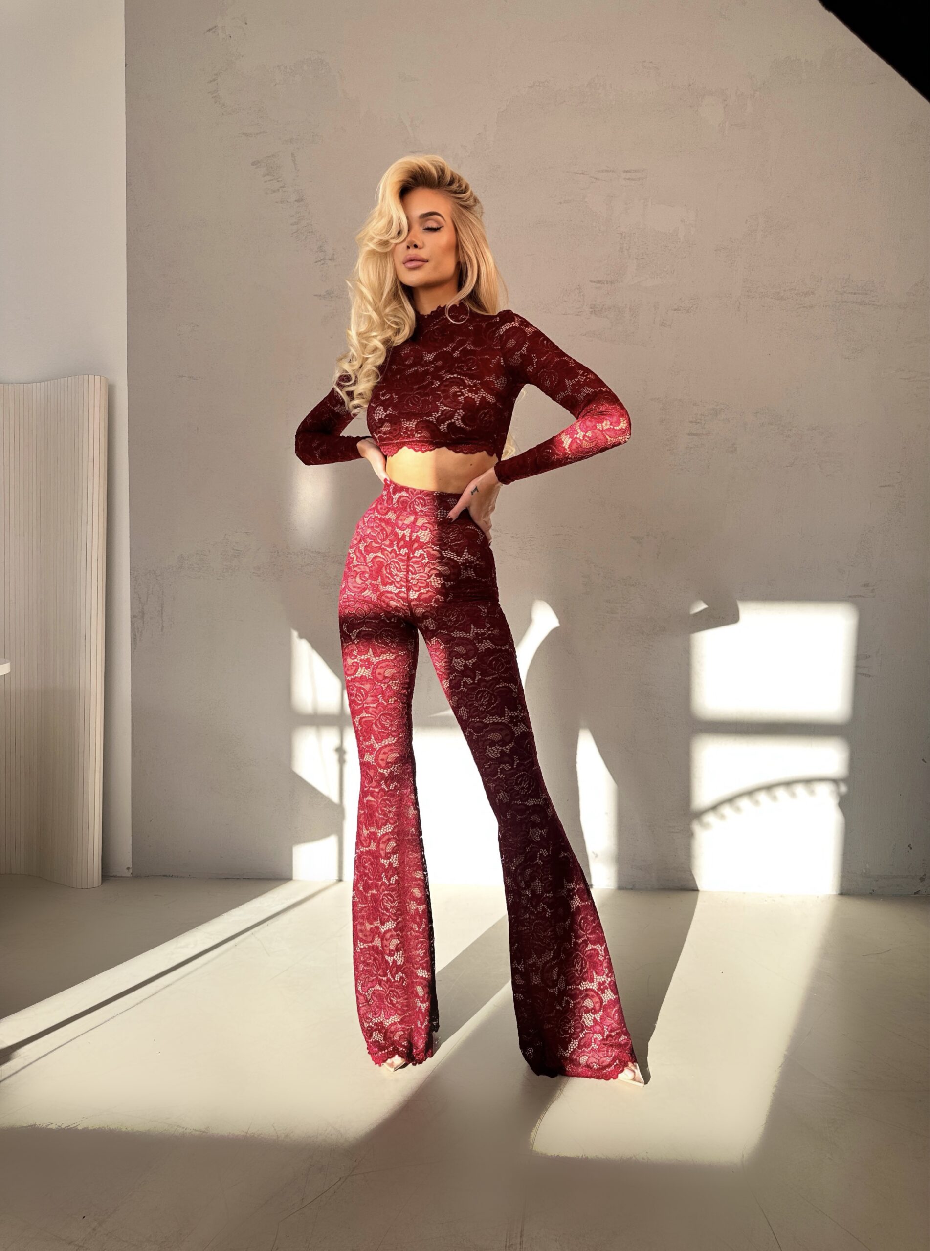 LACE AURORA BURGUNDY SET- KOMPLET DWUCZĘŚCIOWY - obrazek 5